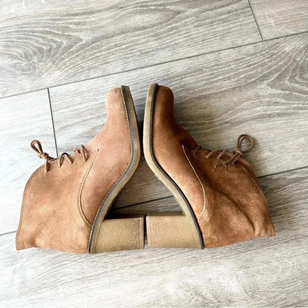 Locale Tan Suede Leather Lace Up Ankle Boots Made in Portugal